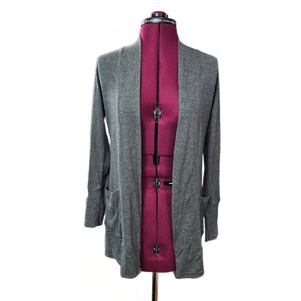 Bobeau Charcoal Open Front Cardigan